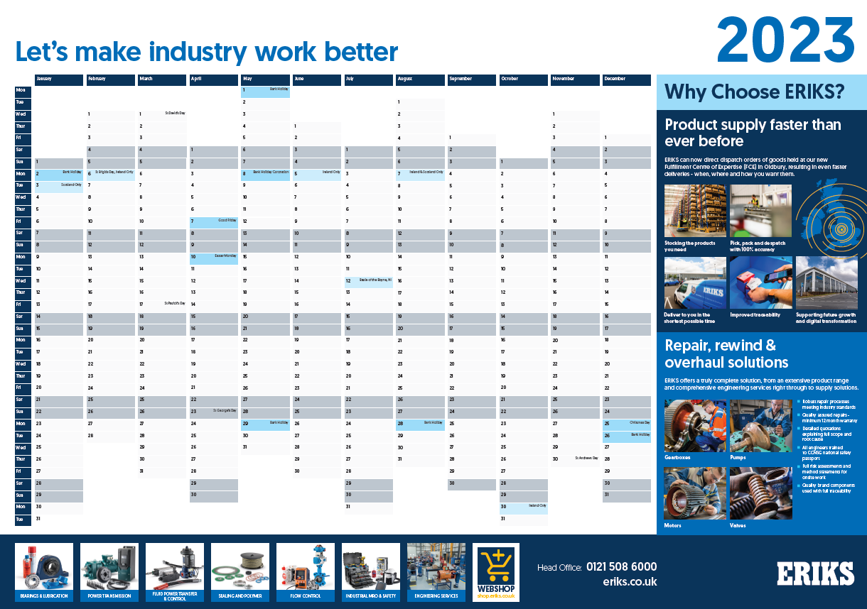 Image is of the 2023 Year Planner with a 12 month boxes showing each day of 2023 ready to write on