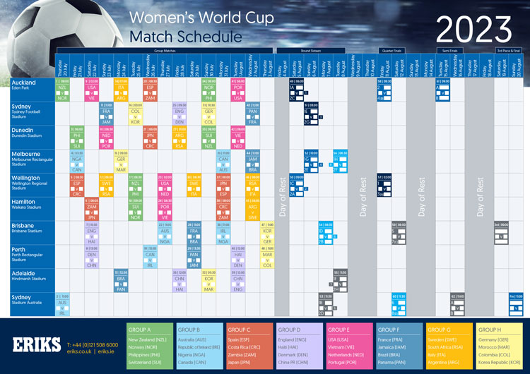 World Cup 2022 Wall Chart with a blue background, boxes to fill in the results and a yellow text header saying world cup 2022