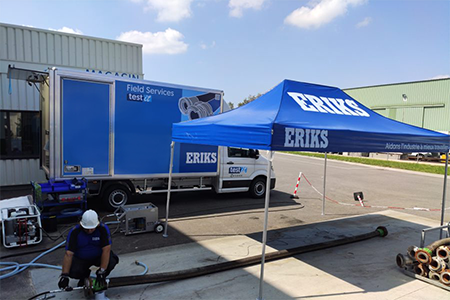ERIKS hose van specialists setting up their equipment for testing
