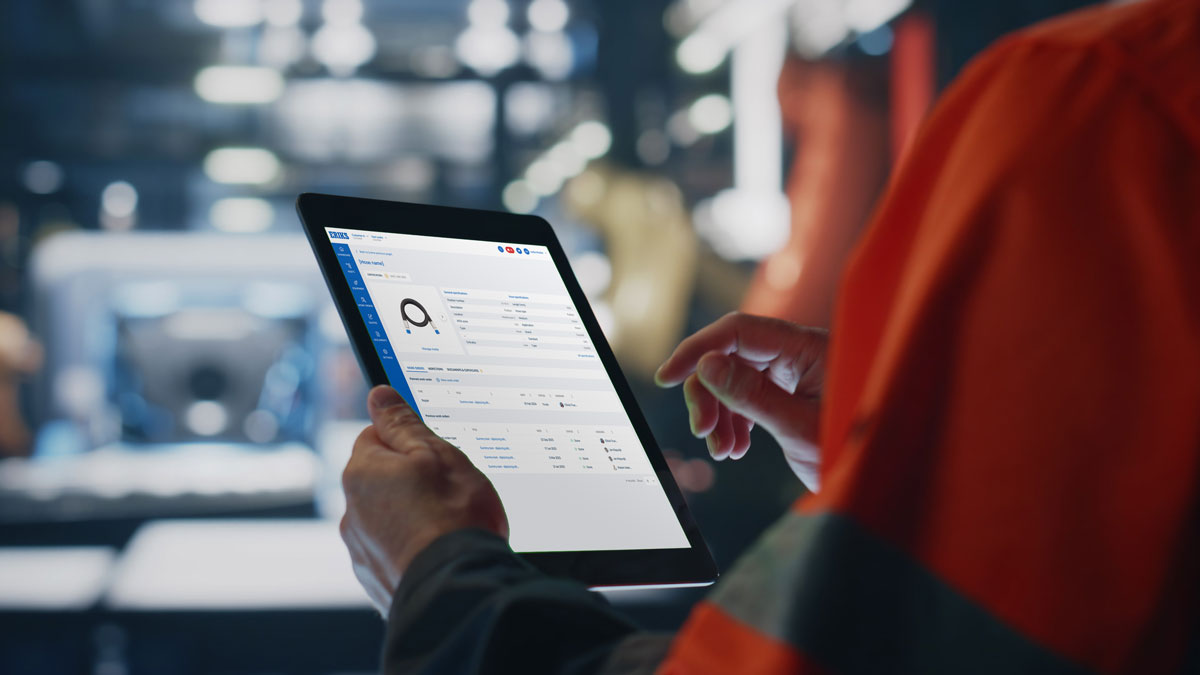 Closeup technician working mockup tablet checking production. Unknown engineer